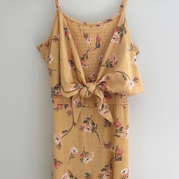 Pants - NWOT yellow floral jumpsuit